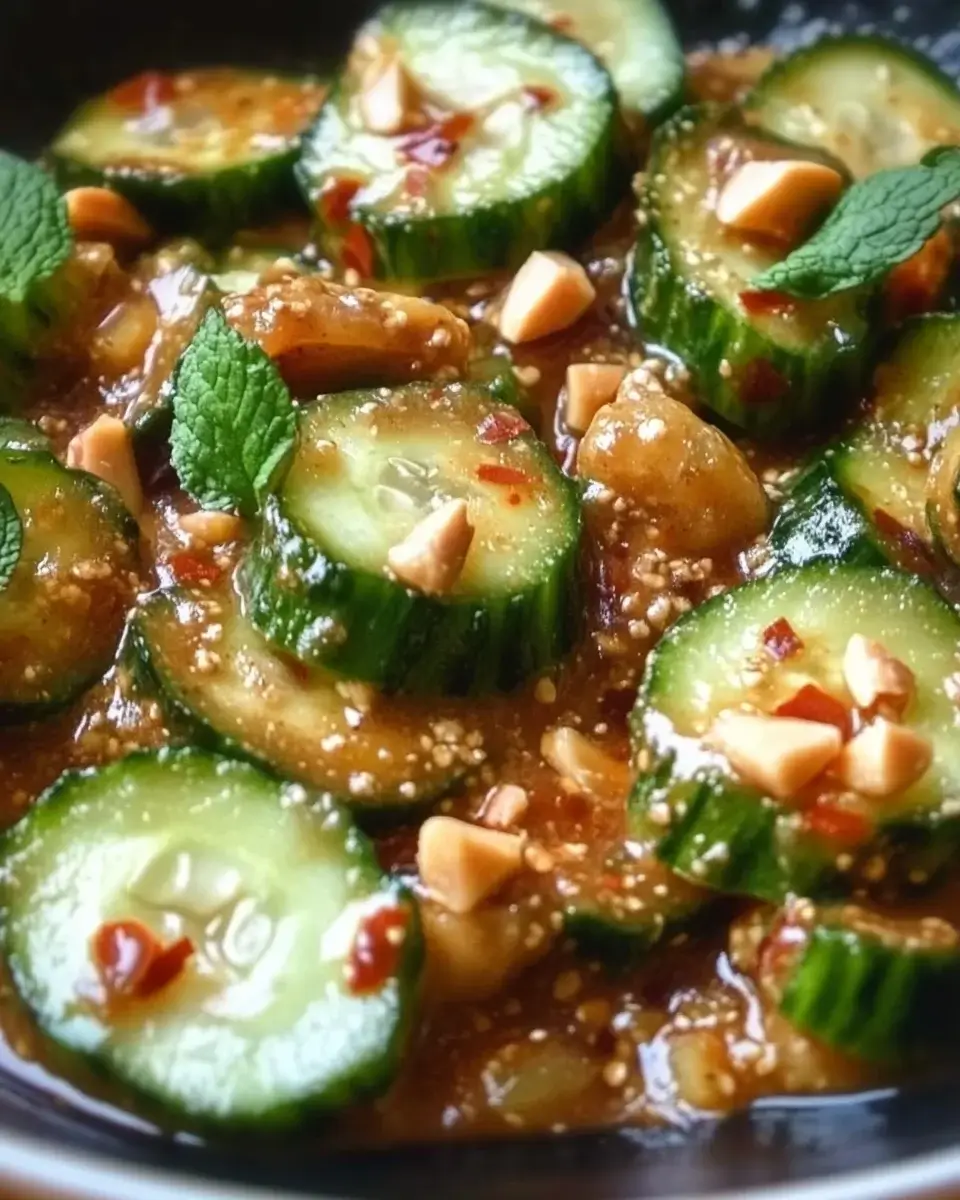 Erfrischende Gurken in würziger Erdnusssauce genießen!